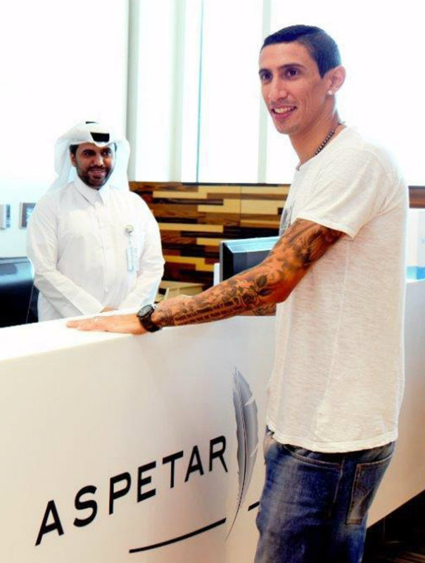 Angel Di María durante la revisión médica con el PSG 
