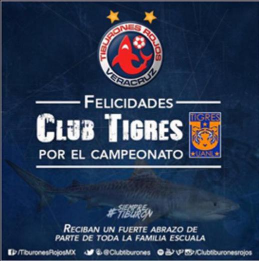 En primera instancia, Veracruz había felicitado a Tigres por el "campeonato" de la Libertadores