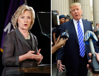 La aspirante demócrata a la Casa Blanca (i), Hillary Clinton, empieza a ver cerca en las encuestas al republicano Donald Trump (d)