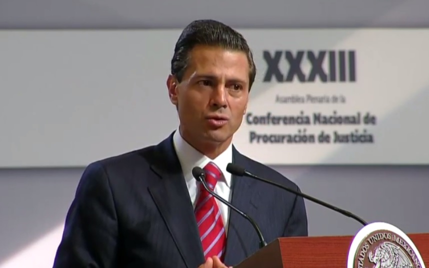 El presidente Enrique Peña Nieto en la 33 Asamblea Plenaria de la Conferencia Nacional de Procuración de Justicia.