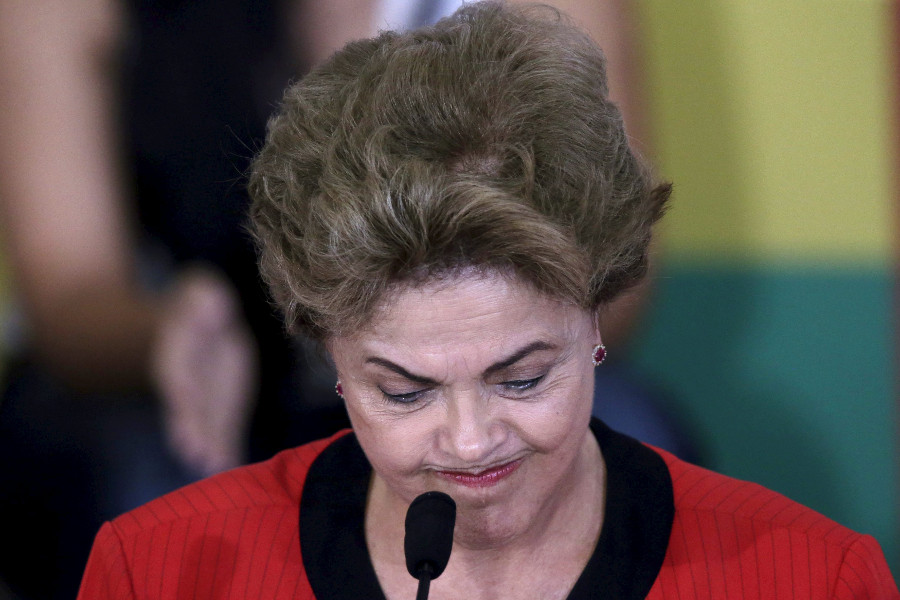La presidenta de Brasil, Dilma Rousseff, durante una conferencia en Brasilia.