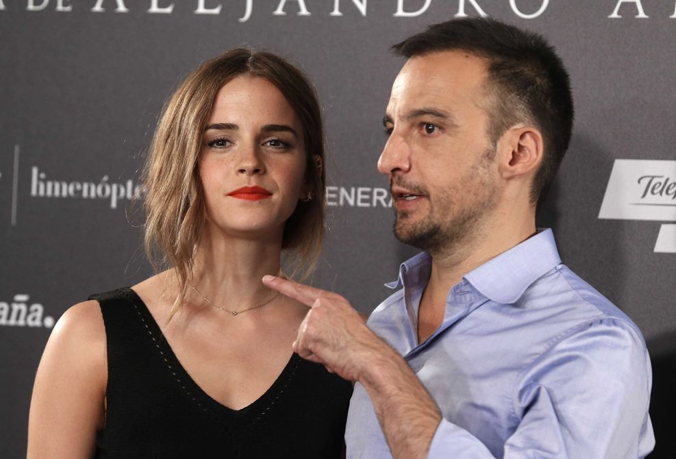 La actriz junto al director español. 