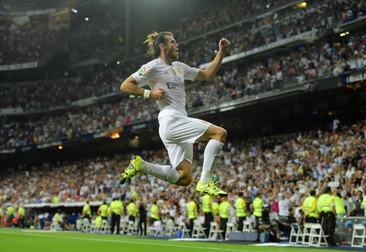 Celebración de Gareth Bale tras su doblete ante el Betis  
