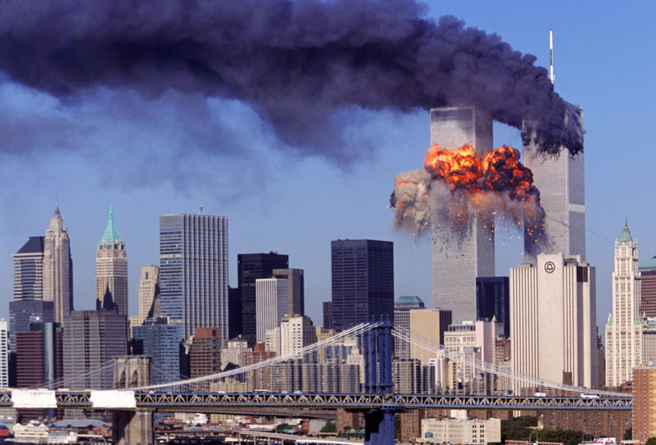 La Torre Norte arde tras el impacto del vuelo 11 de American Airlines a las 8:45 de la mañana del 11 de septiembre de 2001