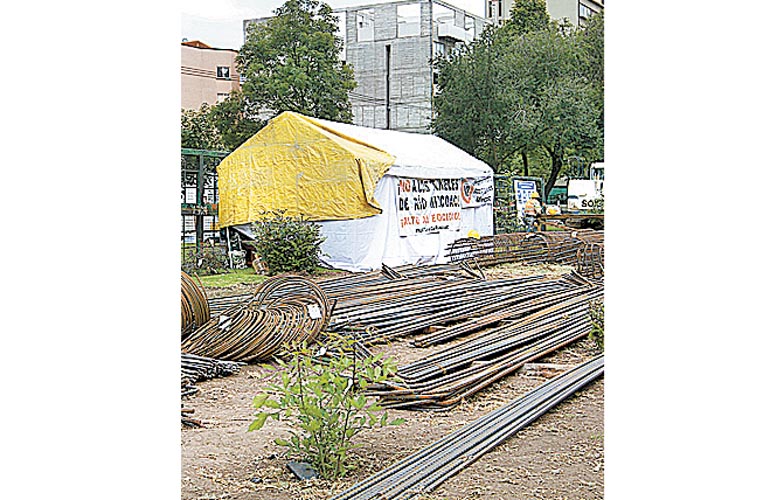 Campamento de manifestantes.