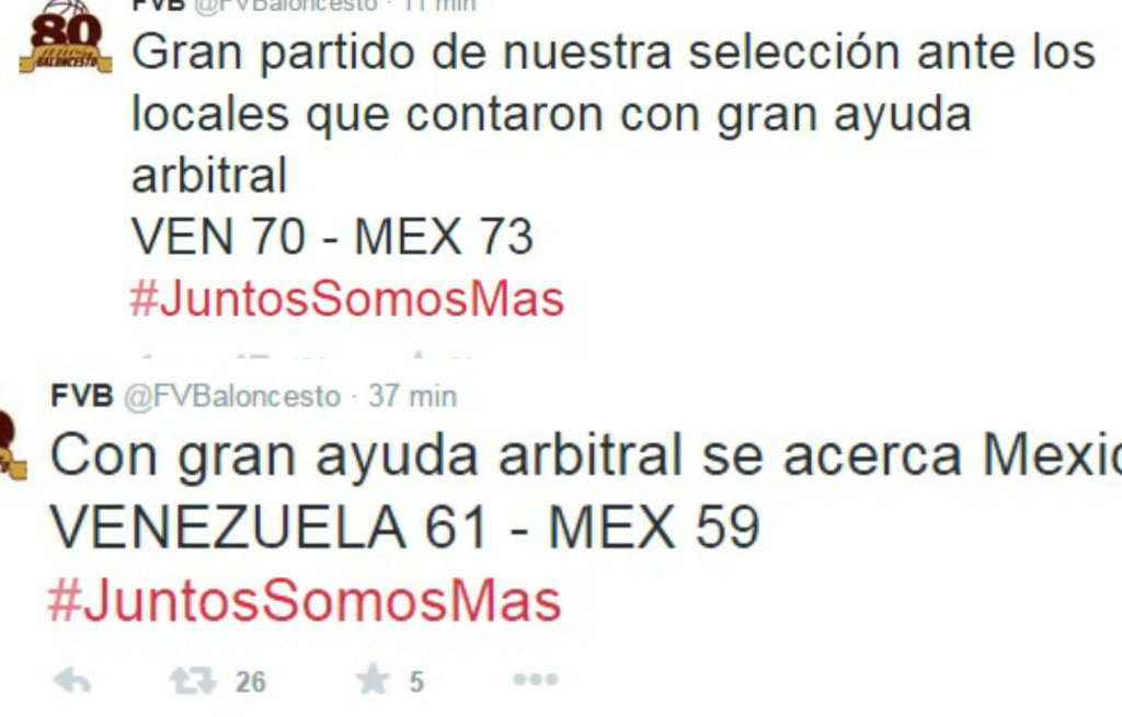 Los tuits donde se queja la selección de Venezuela 