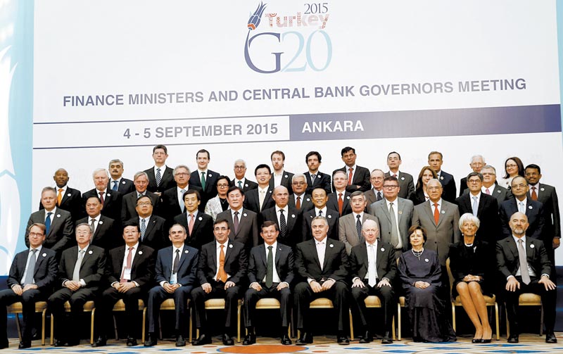 La foto grupal de los ministros de Finanzas en la cumbre de Turquía. 