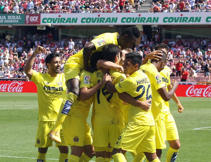 Celebración del Villarreal tras el segundo gol 