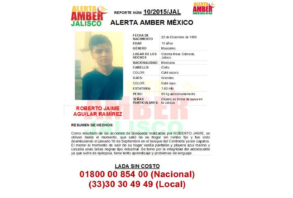 Roberto Jaime Aguilar Ramírez desapareció el pasado 10 de septiembre. 