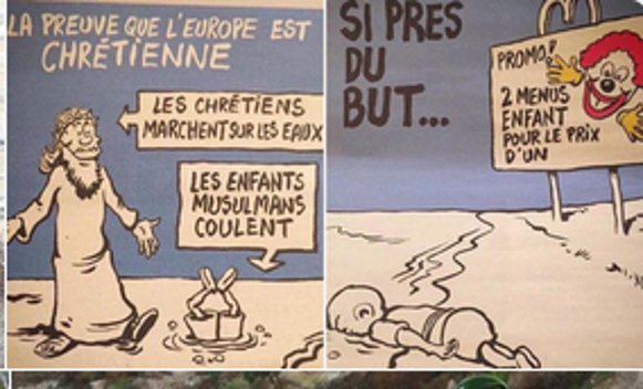 En su edición de esta semana, "Charlie Hebdo" abunda sobre la crisis humanitaria que conmociona a Europa.