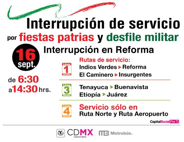Mañana el servicio se dará de manera parcial por la Parada Militrar.