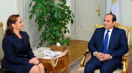 La canciller Claudia Ruiz Massieu y el presidente egipcio Abdelfattah Al-Sisi se reunieron en el palacio presidencial en El Cairo.