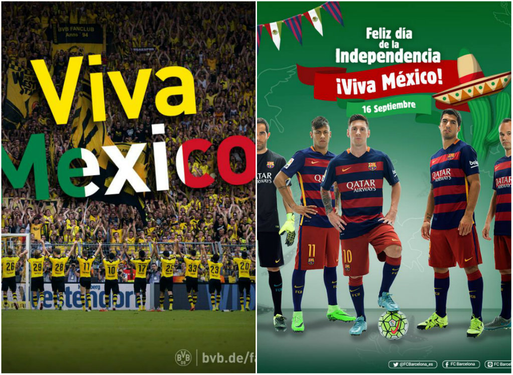 Dortmund y Barcelona felicitaron a sus aficionados mexicanos por los festejos de independencia