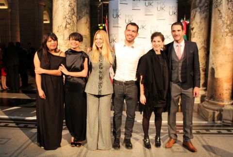 Los diseñadores Julia y Renata, Vero Díaz, Francisco Cancino y Juan Acevedo. 