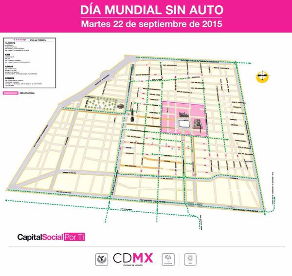 Por el Día Mundial sin Auto fue cerrado el primer cuadro de la Ciudad de México.