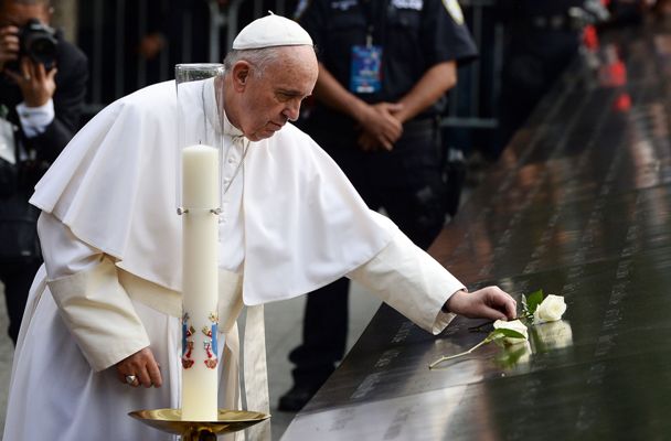 El papa Francisco en el memorial de los atentados del 9/11.