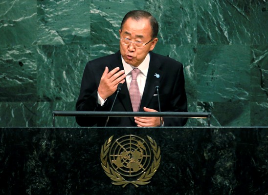 El secretario General de la ONU, Ban Ki-moon durante una reunión de la Asamblea General.