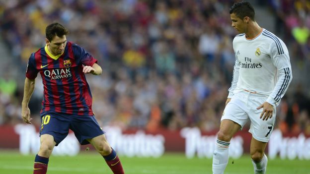 Messi y Cristiano Ronaldo en el Clásico Español 