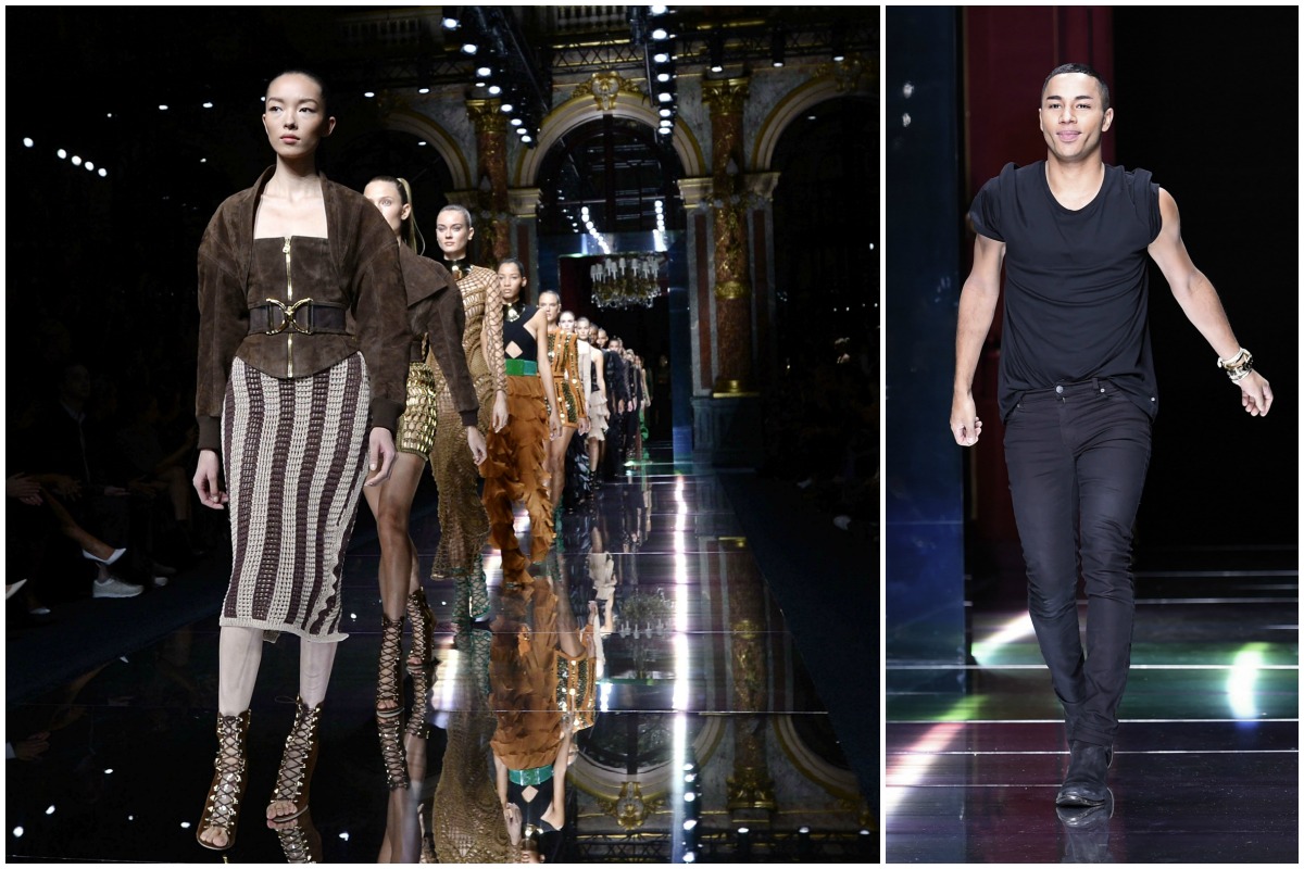 Olivier Rousteing presentó una colección para Balmain llena de vestidos ajustados y tejidos de red en la Semana de la Moda de Paris. 