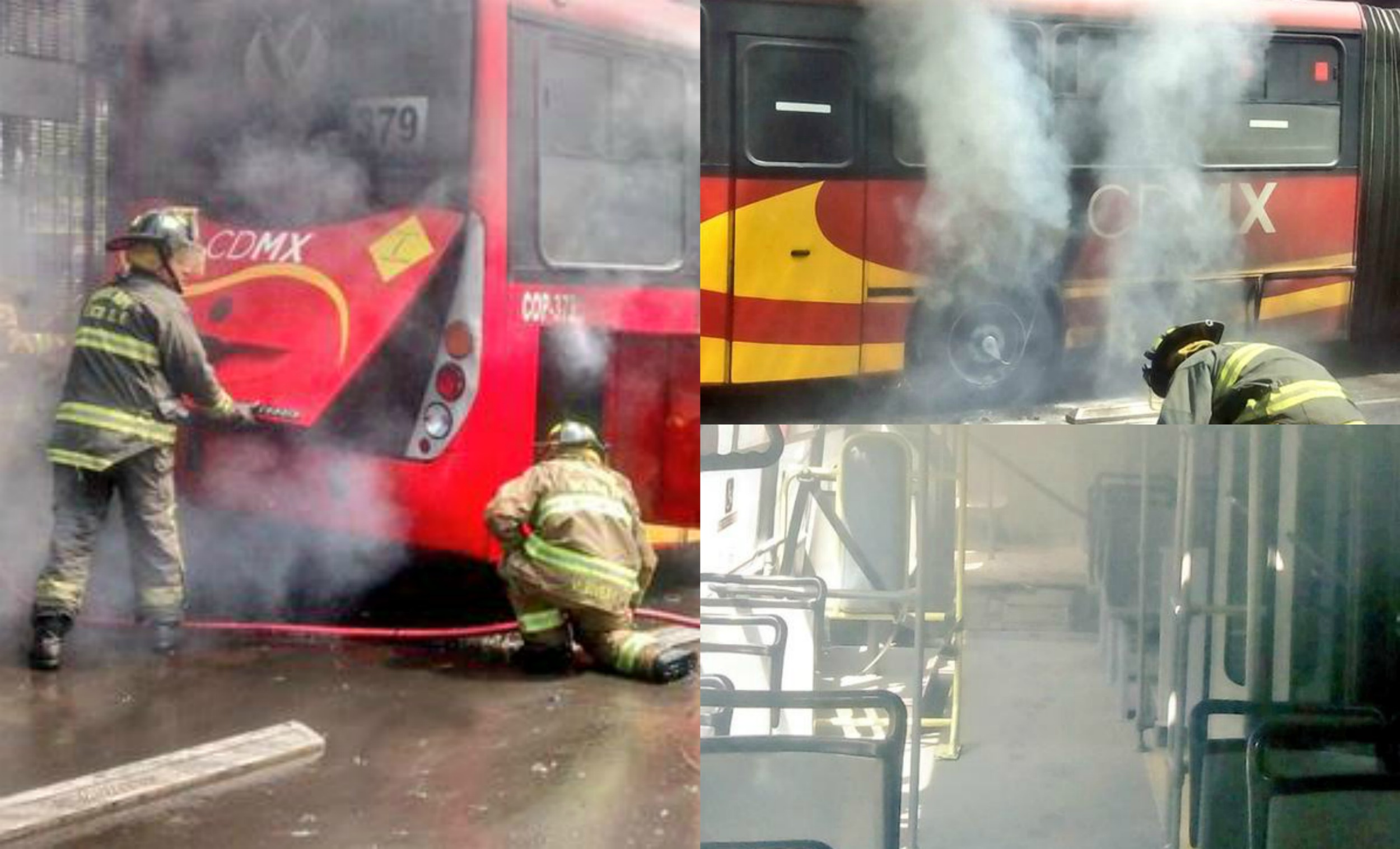 Incendio de Metrobús en Plutarco Elías Calles, controlado por bomberos.