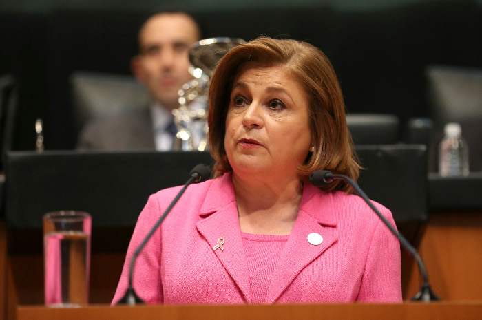 La procuradora General de la República, Arely Gómez, comparece en el Senado como parte de la glosa del tercer informe de gobierno.