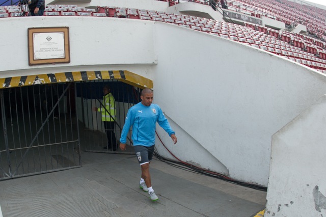 Egidio Arévalo en un entrenamiento con Uruguay