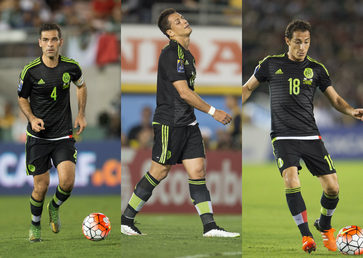 Rafael Márquezm, Javier Hernández y Andrés Guardado 