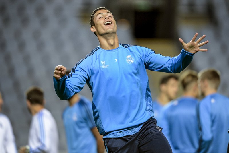Cristiano Ronaldo en un entrenamiento en el Real Madrid 
