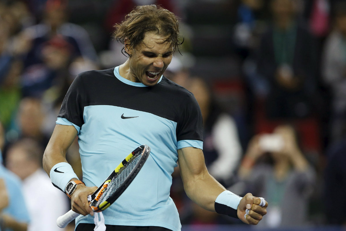 Nadal celebra la victoria sobre Milos Raonic 
