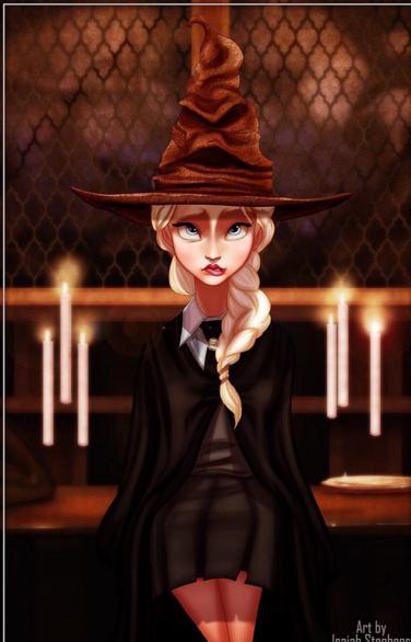 Elsa, de Frozen como alumna de Hogwarts. 