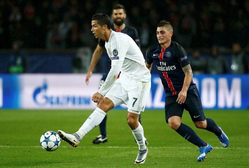 Cristiano Ronaldo en el juego contra el PSG 