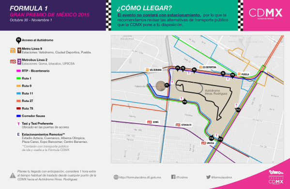 Las rutas para llegar al Gran Premio de México 
