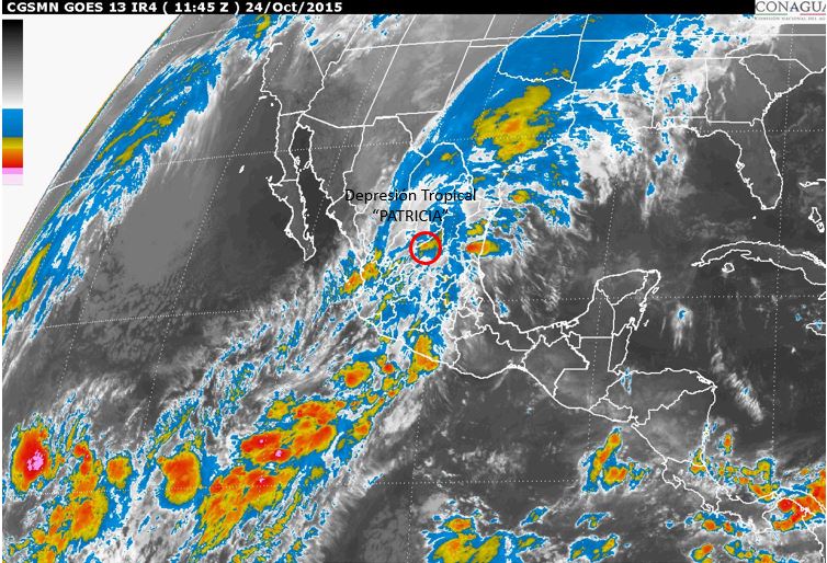 La tormenta tropical "Patricia" se degradó a depresión tropical.