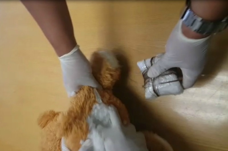 El juguete de peluche y la droga quedaron a disposición del Ministerio Público Federal.