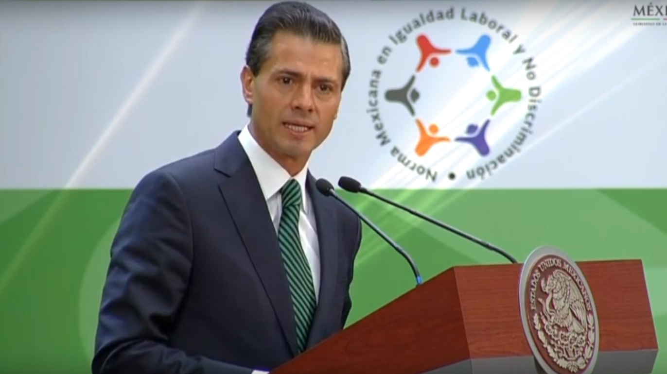 Enrique Peña Nieto durante la presentación de la Norma mexicana en igualdad laboral y no discriminación.
