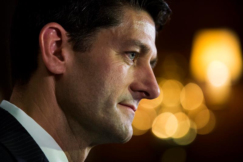 Paul Ryan, en la rueda de prensa tras asistir hoy a una reunión de la Conferencia Republicana en la sede del Comité Nacional Republicano