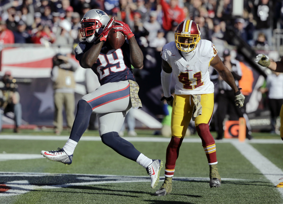 LeGarrette Blount, corredor de los Patriotas haciendo touchdown