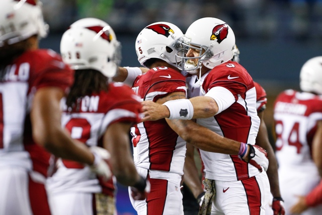 Los Cardenales celebran la victoria en el Century Link Field