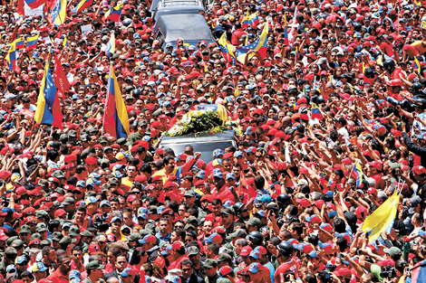 El entierro de Hugo Chávez en Venezuela.