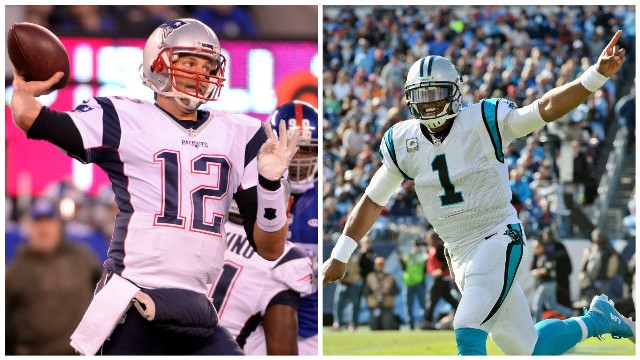Tom Brady y Cam Newton, quarterbacks de Nueva Inglaterra y Carolina