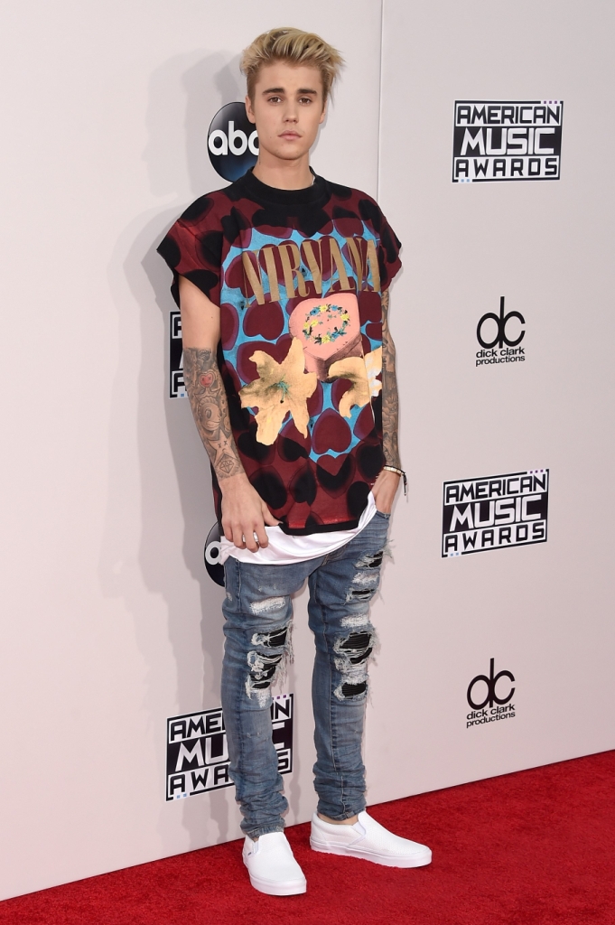 Justin Bieber en su llegada a los American Music Awards. 