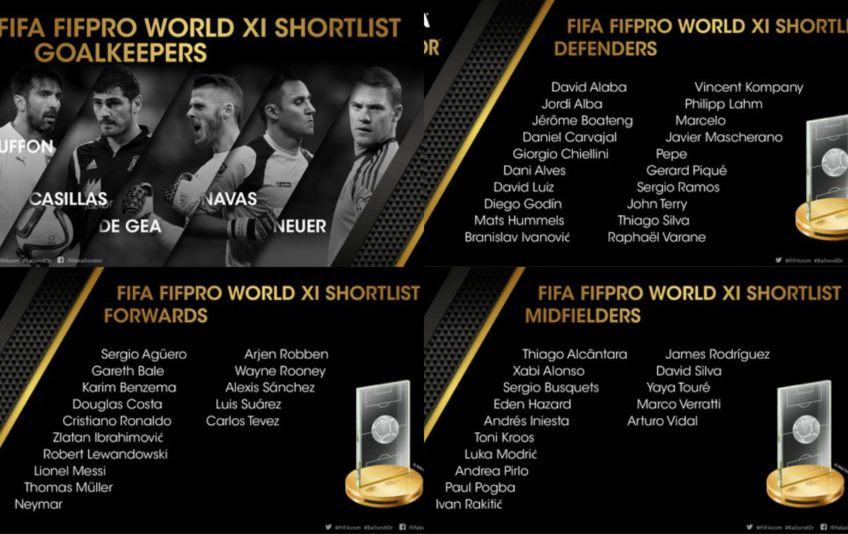 Los candidatos al once de FIFA 