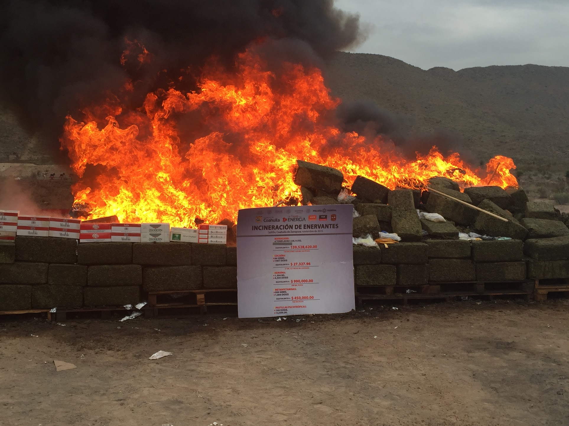 Fueron quemadas 4 toneladas de marihuana, equivalente a más de 139 millones de pesos.