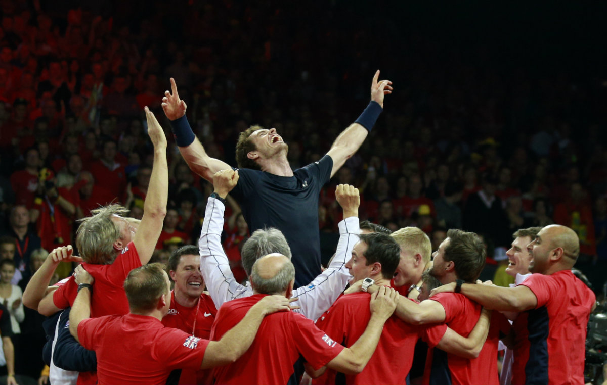Andy Murray tras dar el décimo título de Copa Davis a Gran Bretaña 