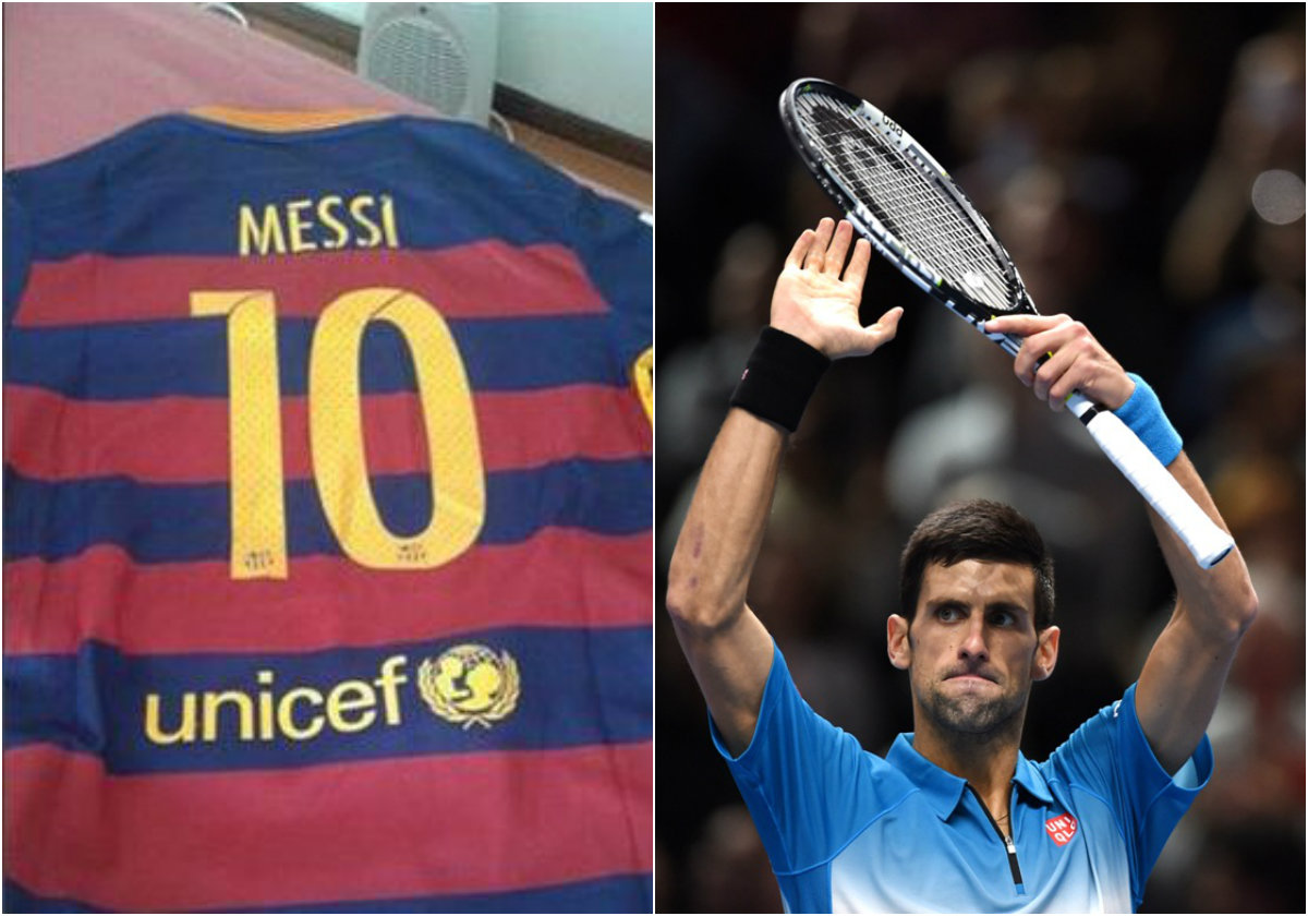 El jersey de Messi y la raqueta de Djokovic, entre otros articulos, serán subastados 