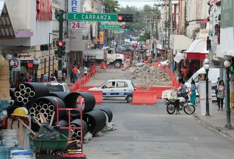 Calles en reconstrucción de la zona centro 