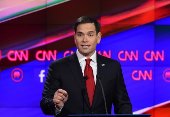 El senador republicano por Florida, Marco Rubio, durante un momento del debate de aspirantes a la presidencia el martes en Las Vegas