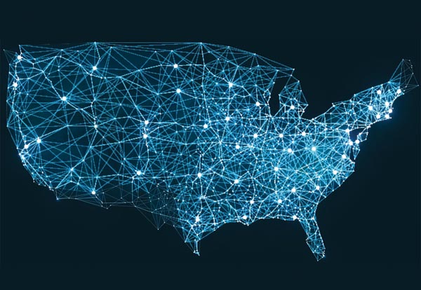 Mapa de la red digital en la Unión Americana. 