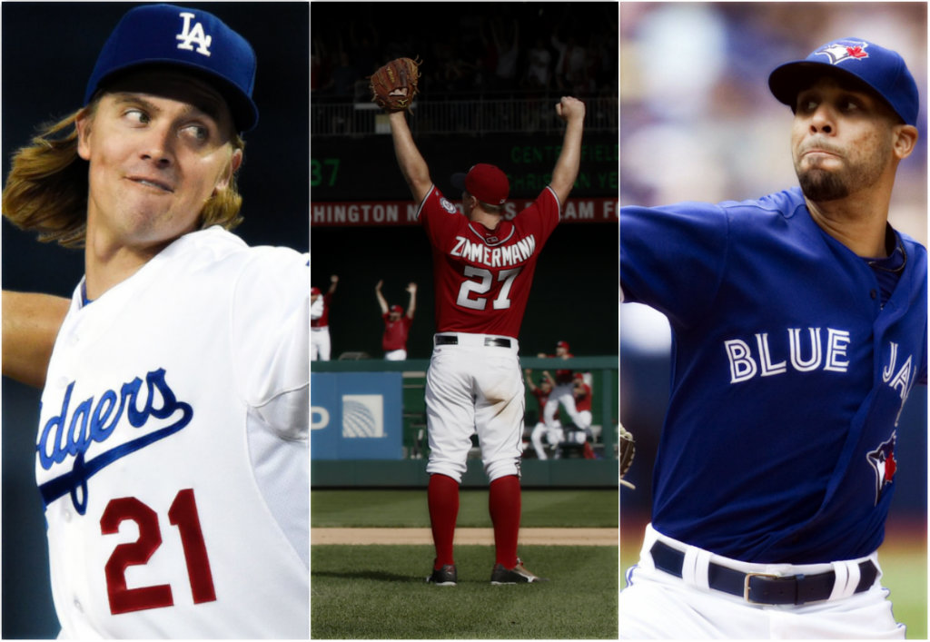 De izquierda a derecha: Zack Greinke, Zimmermann y David Price