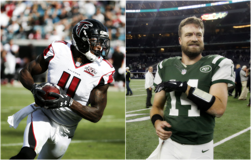 Julio Jones (izq) y Ryan Fitzpatrick, los mejores de la semana 16 de la NFL